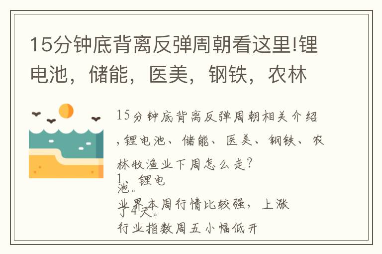 15分鐘底背離反彈周朝看這里!鋰電池，儲(chǔ)能，醫(yī)美，鋼鐵，農(nóng)林牧漁行業(yè)下周走勢(shì)解讀