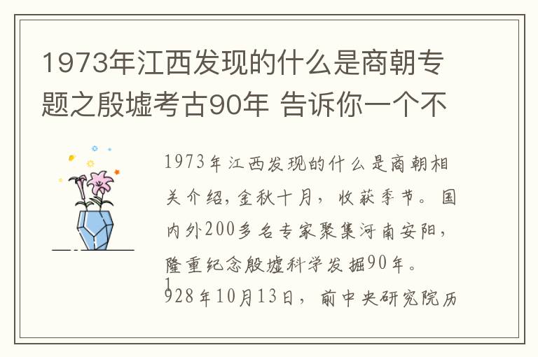 1973年江西發(fā)現(xiàn)的什么是商朝專題之殷墟考古90年 告訴你一個不知道的殷墟