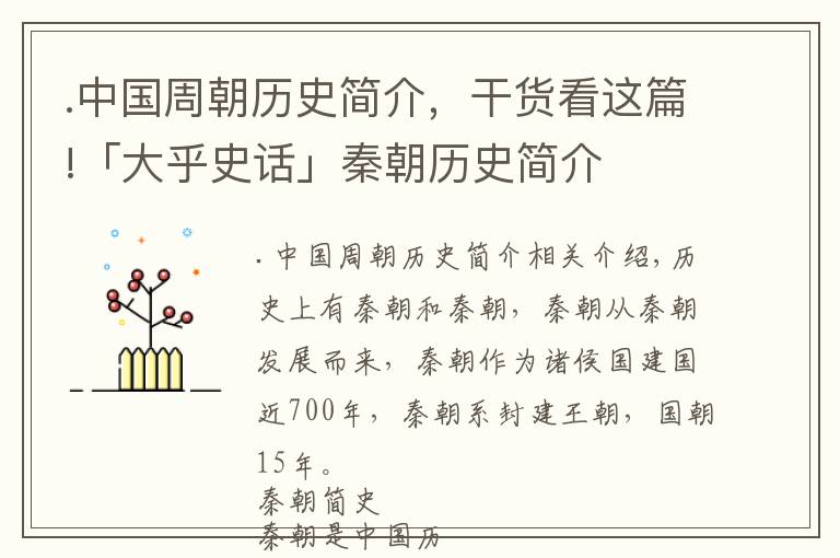 .中國周朝歷史簡介，干貨看這篇!「大乎史話」秦朝歷史簡介