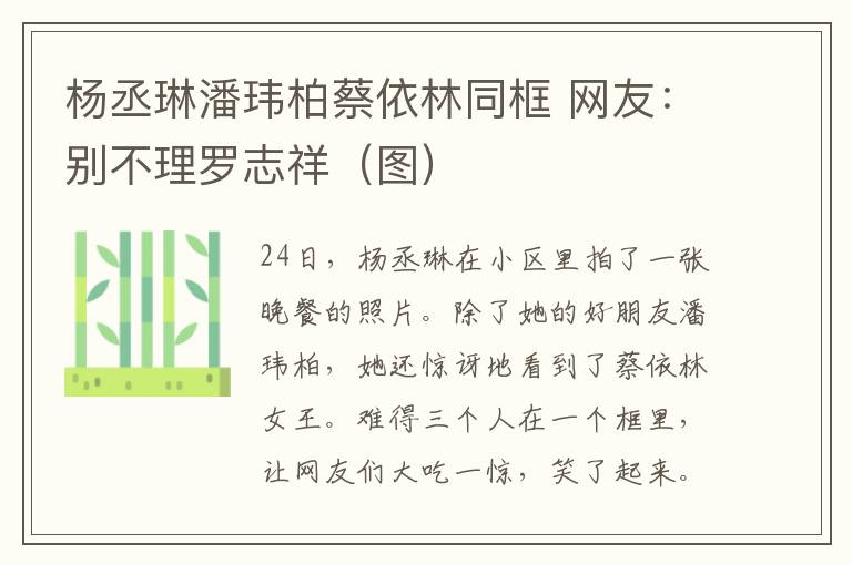 楊丞琳潘瑋柏蔡依林同框 網(wǎng)友：別不理羅志祥（圖）