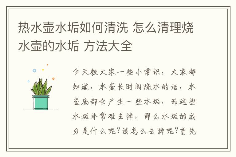 熱水壺水垢如何清洗 怎么清理燒水壺的水垢 方法大全