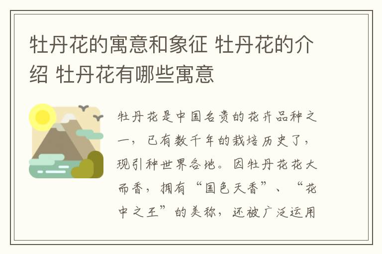 牡丹花的寓意和象征 牡丹花的介紹 牡丹花有哪些寓意