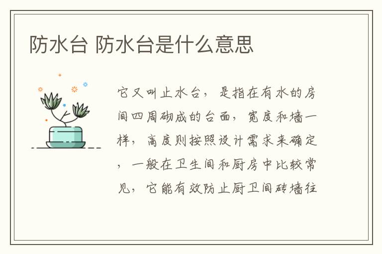 防水臺(tái) 防水臺(tái)是什么意思