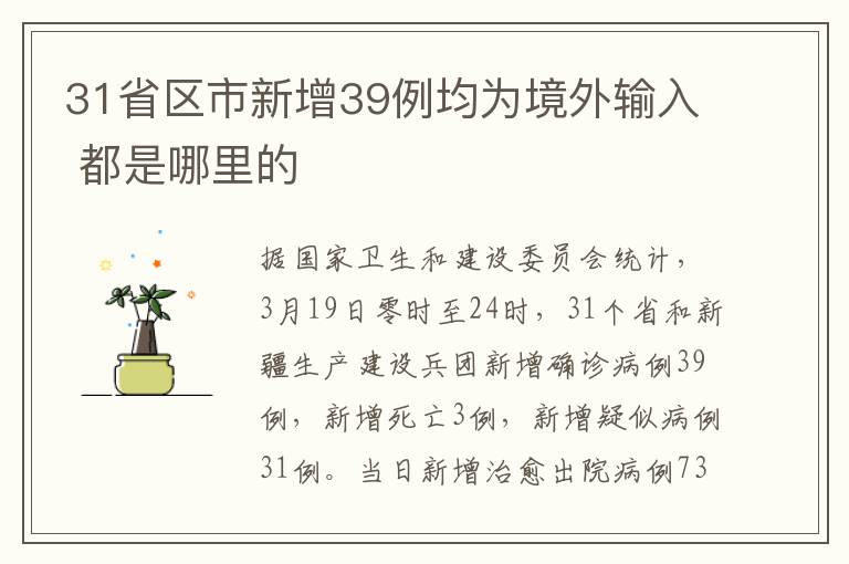 31省區(qū)市新增39例均為境外輸入 都是哪里的