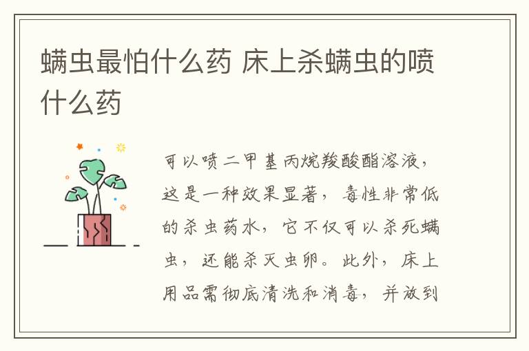 螨蟲最怕什么藥 床上殺螨蟲的噴什么藥