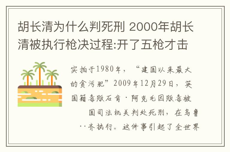 胡長(zhǎng)清為什么判死刑 2000年胡長(zhǎng)清被執(zhí)行槍決過程:開了五槍才擊斃