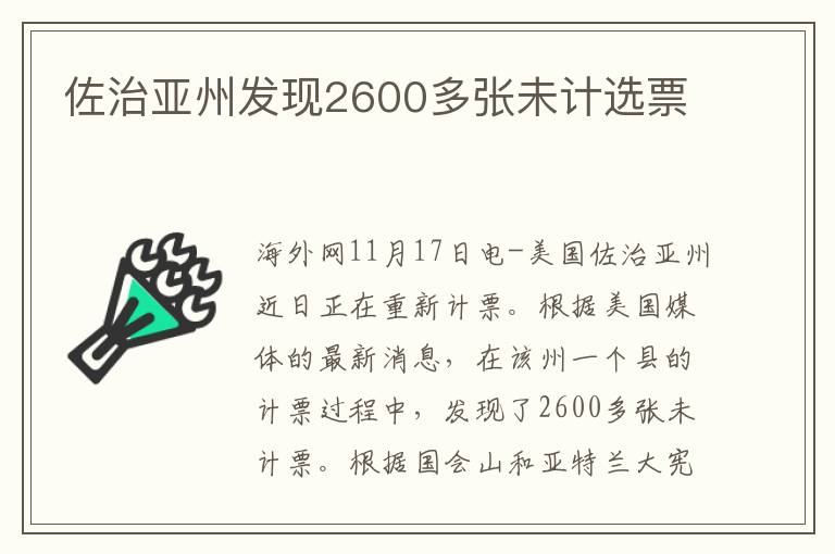 佐治亞州發(fā)現(xiàn)2600多張未計選票