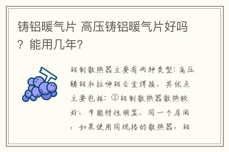 鑄鋁暖氣片 高壓鑄鋁暖氣片好嗎？能用幾年？