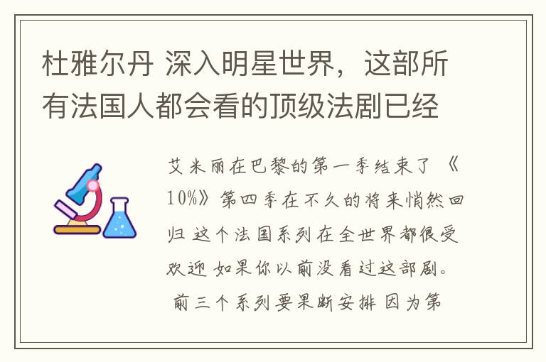 杜雅爾丹 深入明星世界，這部所有法國人都會看的頂級法劇已經回歸了！