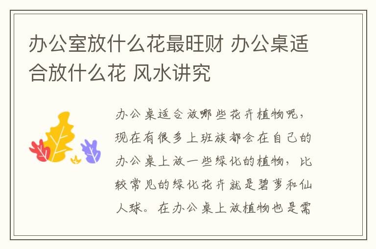 辦公室放什么花最旺財(cái) 辦公桌適合放什么花 風(fēng)水講究