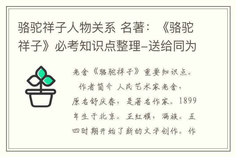 駱駝祥子人物關(guān)系 名著：《駱駝祥子》必考知識點整理-送給同為初中生家長的你