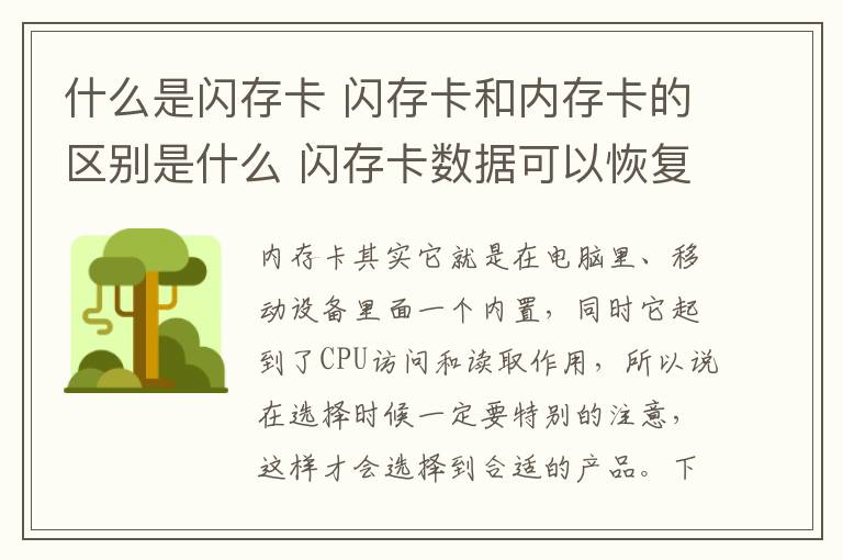 什么是閃存卡 閃存卡和內存卡的區(qū)別是什么 閃存卡數據可以恢復嗎