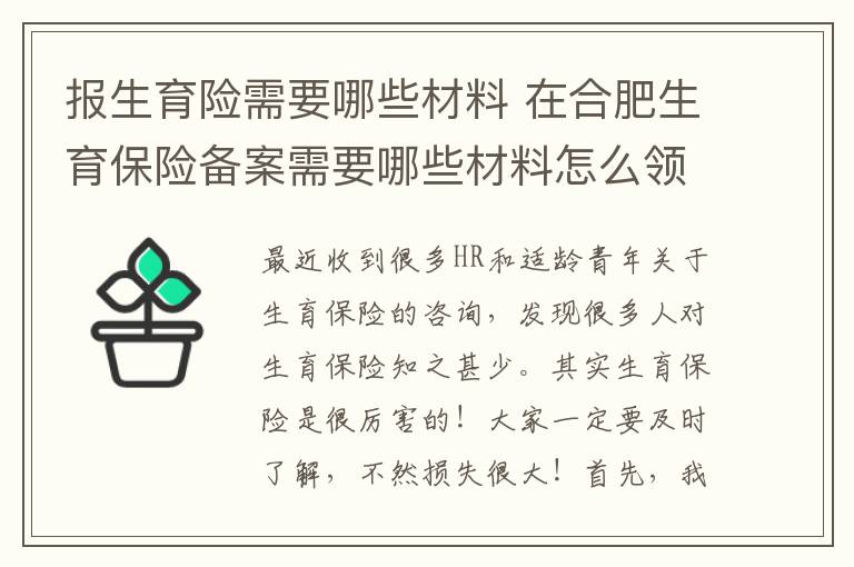 報生育險需要哪些材料 在合肥生育保險備案需要哪些材料怎么領??？ 合肥最全生育保險服務指南