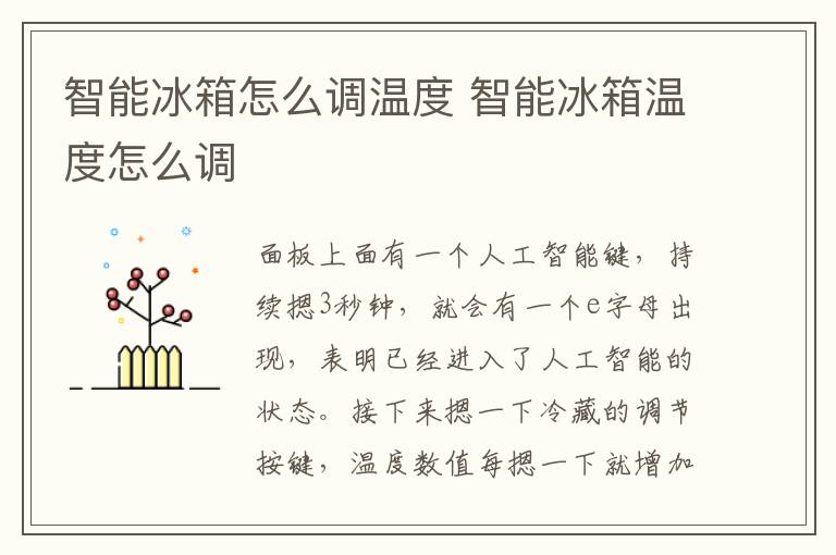 智能冰箱怎么調溫度 智能冰箱溫度怎么調