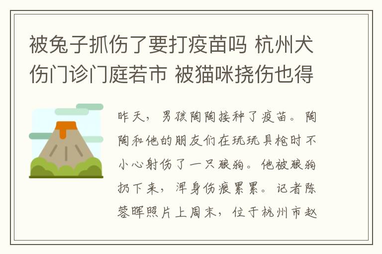 被兔子抓傷了要打疫苗嗎 杭州犬傷門診門庭若市 被貓咪撓傷也得打疫苗