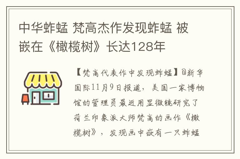 中華蚱蜢 梵高杰作發(fā)現(xiàn)蚱蜢 被嵌在《橄欖樹(shù)》長(zhǎng)達(dá)128年