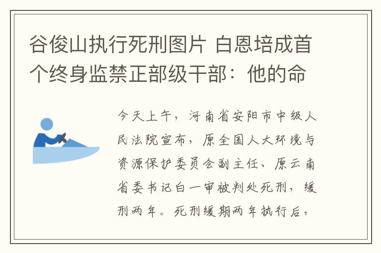 谷俊山執(zhí)行死刑圖片 白恩培成首個(gè)終身監(jiān)禁正部級(jí)干部：他的命運(yùn)一年前已注定