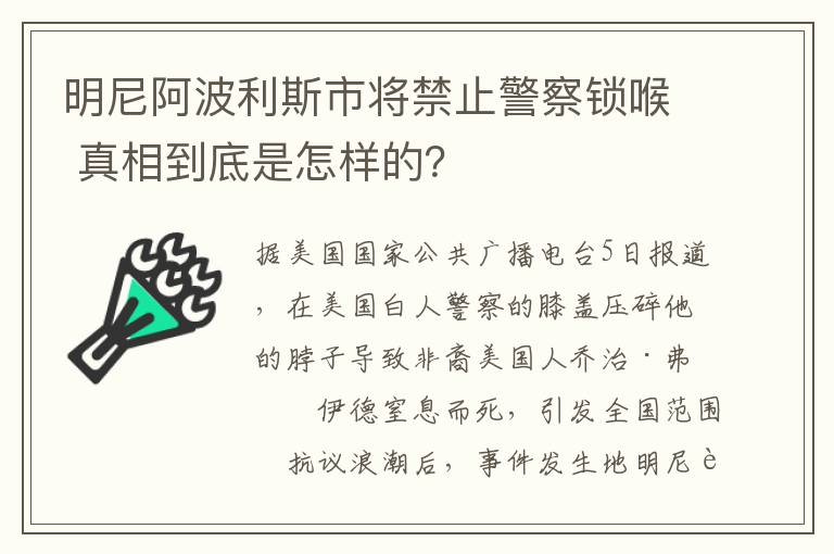 明尼阿波利斯市將禁止警察鎖喉 真相到底是怎樣的？