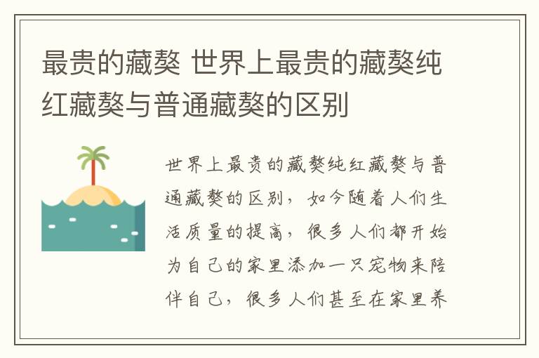 最貴的藏獒 世界上最貴的藏獒純紅藏獒與普通藏獒的區(qū)別