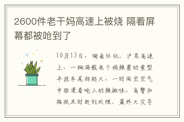 2600件老干媽高速上被燒 隔著屏幕都被嗆到了