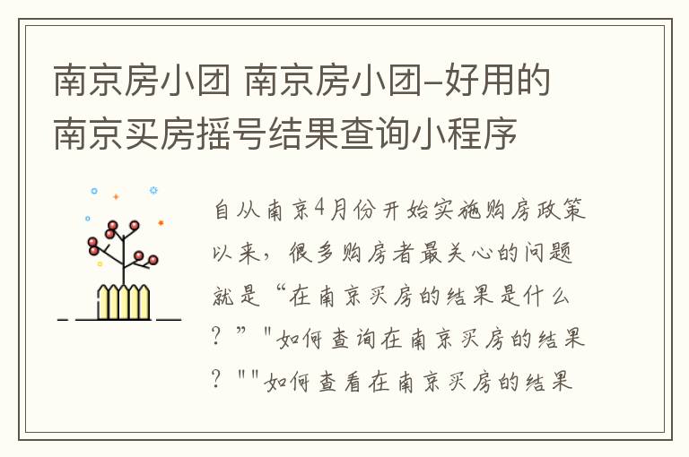 南京房小團(tuán) 南京房小團(tuán)-好用的南京買房搖號(hào)結(jié)果查詢小程序