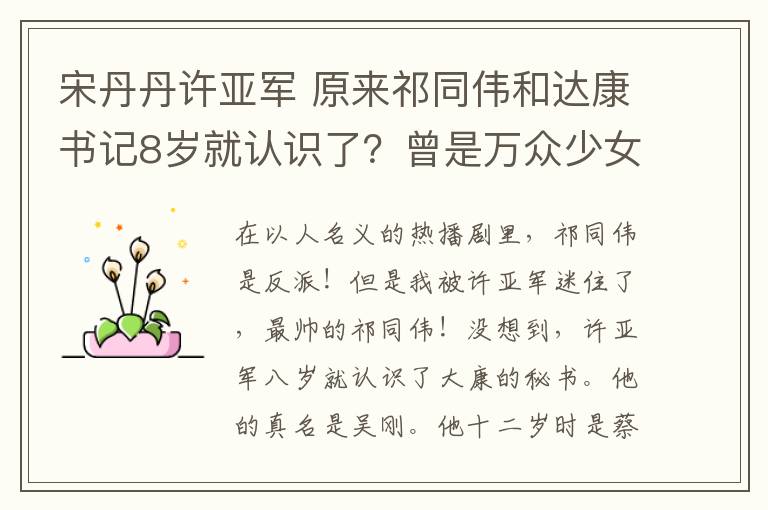 宋丹丹許亞軍 原來祁同偉和達康書記8歲就認識了？曾是萬眾少女心中的白馬王子