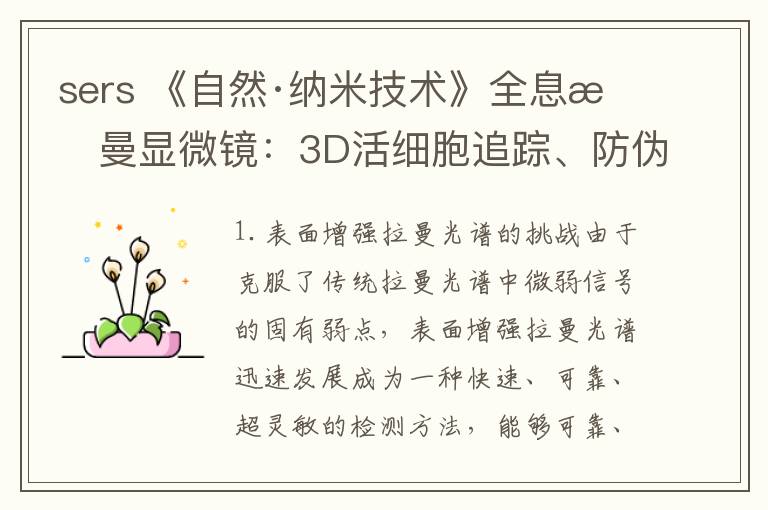 sers 《自然·納米技術(shù)》全息拉曼顯微鏡：3D活細胞追蹤、防偽統(tǒng)統(tǒng)搞定！