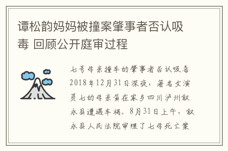 譚松韻媽媽被撞案肇事者否認吸毒 回顧公開庭審過程