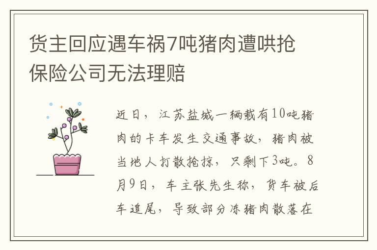 貨主回應(yīng)遇車禍7噸豬肉遭哄搶 保險公司無法理賠