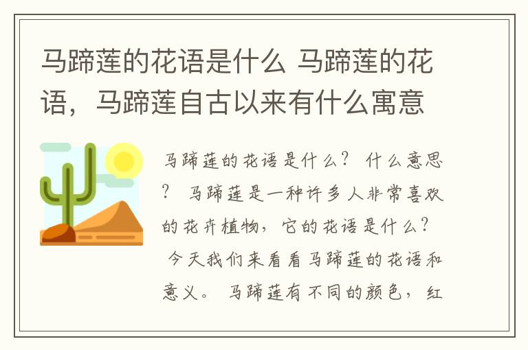 馬蹄蓮的花語(yǔ)是什么 馬蹄蓮的花語(yǔ)，馬蹄蓮自古以來(lái)有什么寓意？