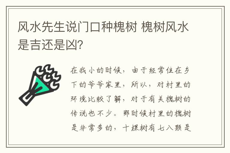 風(fēng)水先生說門口種槐樹 槐樹風(fēng)水是吉還是兇？