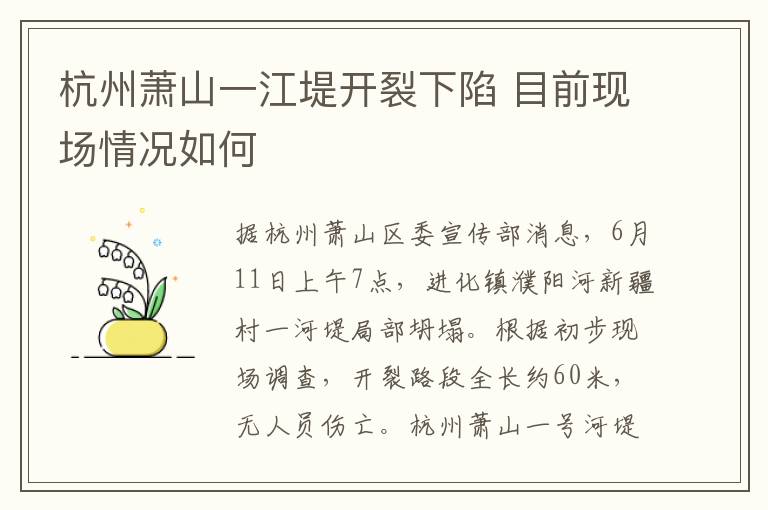 杭州蕭山一江堤開裂下陷 目前現(xiàn)場情況如何