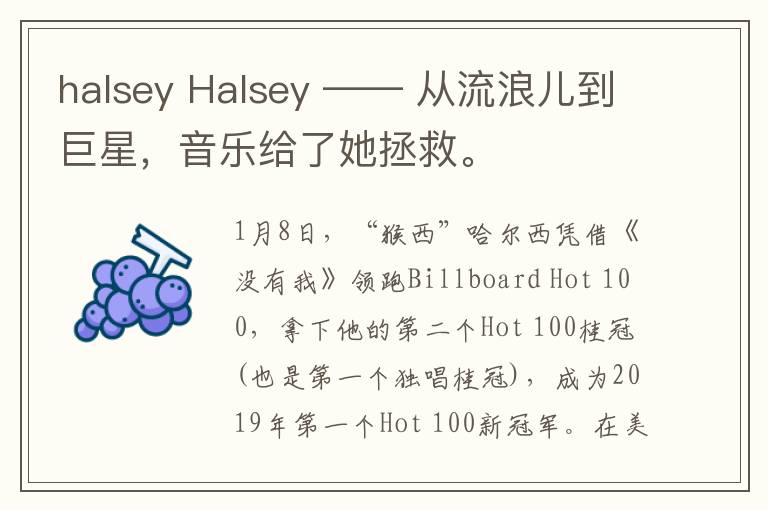 halsey Halsey —— 從流浪兒到巨星，音樂給了她拯救。