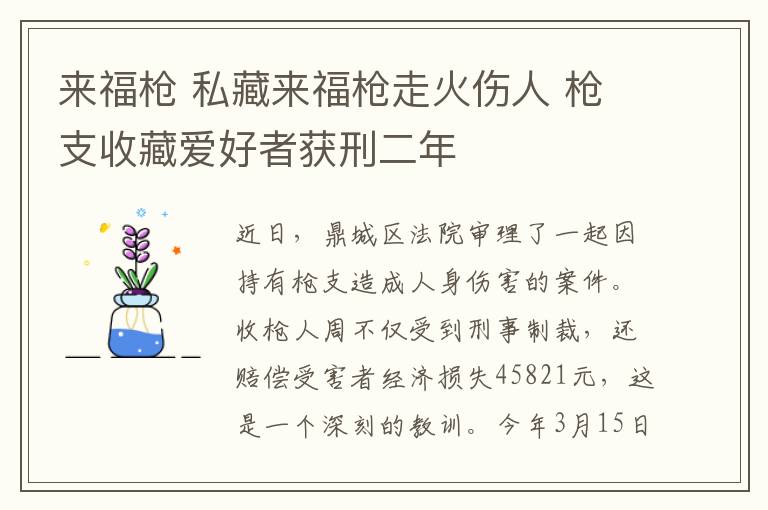 來(lái)福槍 私藏來(lái)福槍走火傷人 槍支收藏愛(ài)好者獲刑二年