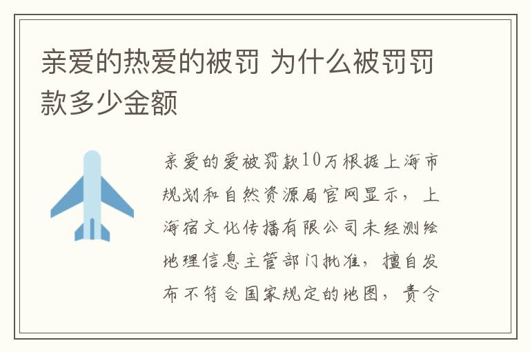 親愛的熱愛的被罰 為什么被罰罰款多少金額