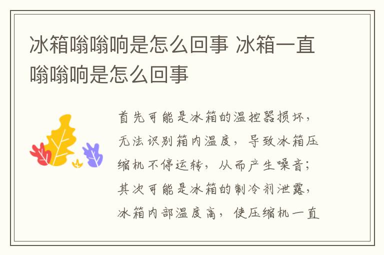 冰箱嗡嗡響是怎么回事 冰箱一直嗡嗡響是怎么回事