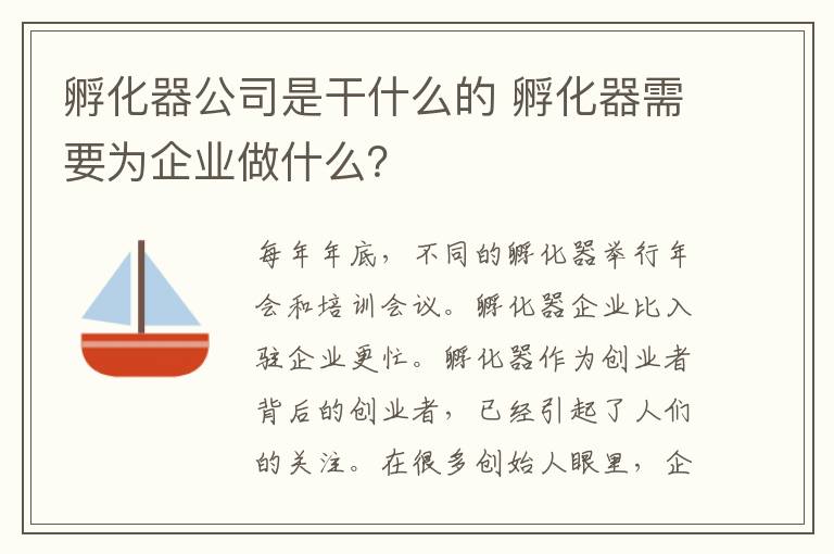 孵化器公司是干什么的 孵化器需要為企業(yè)做什么？