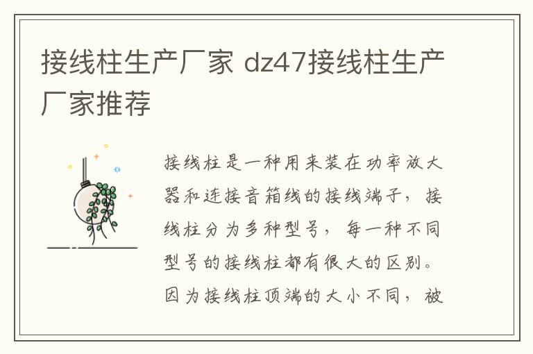 接線柱生產(chǎn)廠家 dz47接線柱生產(chǎn)廠家推薦