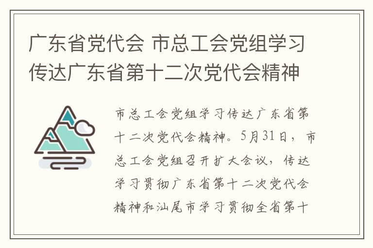 廣東省黨代會 市總工會黨組學(xué)習(xí)傳達(dá)廣東省第十二次黨代會精神