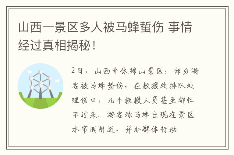 山西一景區(qū)多人被馬蜂蜇傷 事情經(jīng)過真相揭秘！