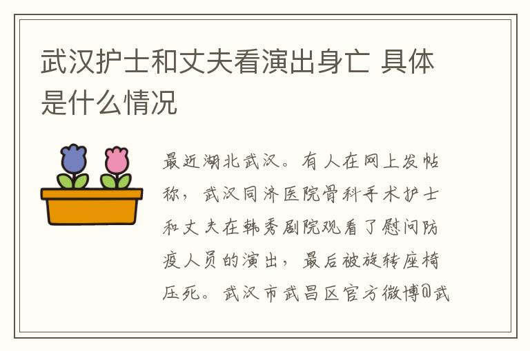 武漢護(hù)士和丈夫看演出身亡 具體是什么情況