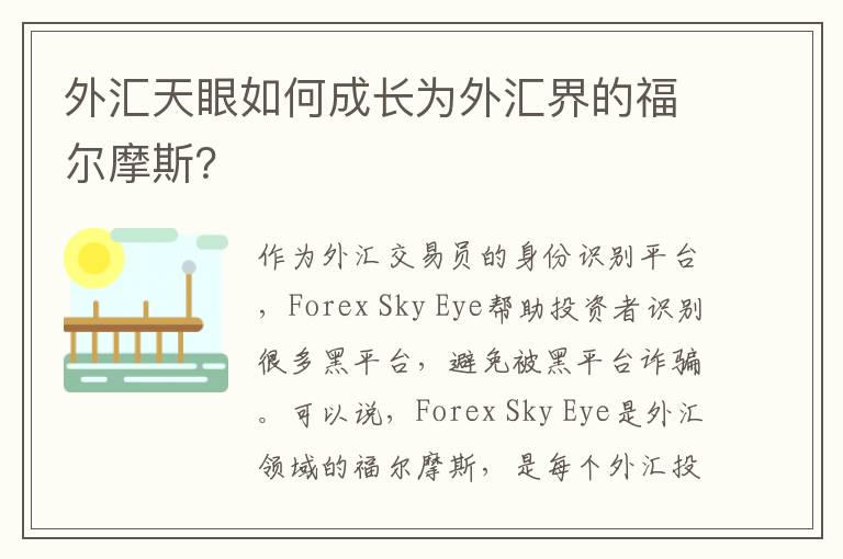 外匯天眼如何成長為外匯界的福爾摩斯？