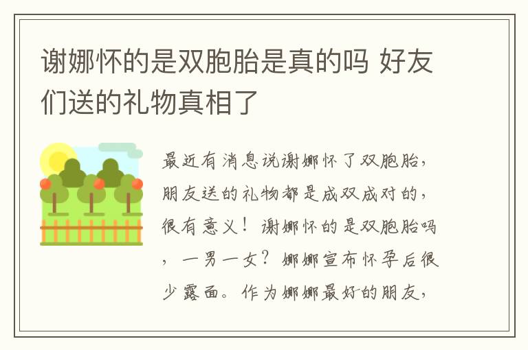 謝娜懷的是雙胞胎是真的嗎 好友們送的禮物真相了