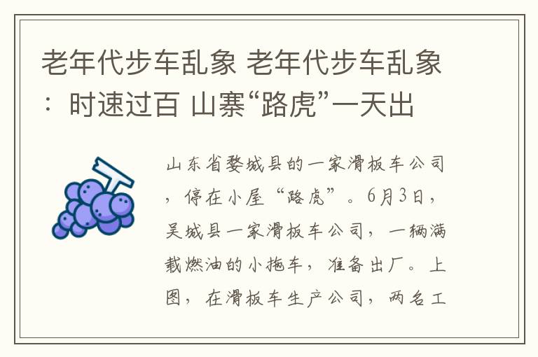 老年代步車(chē)亂象 老年代步車(chē)亂象：時(shí)速過(guò)百 山寨“路虎”一天出爐