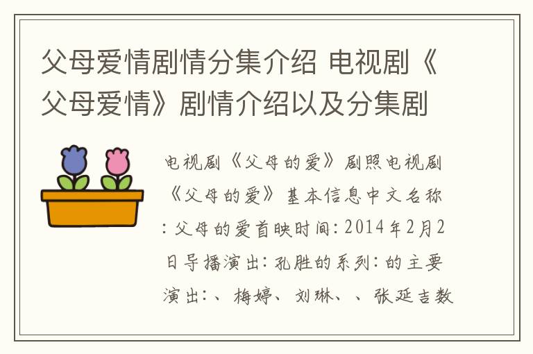 父母愛(ài)情劇情分集介紹 電視劇《父母愛(ài)情》劇情介紹以及分集劇情介紹