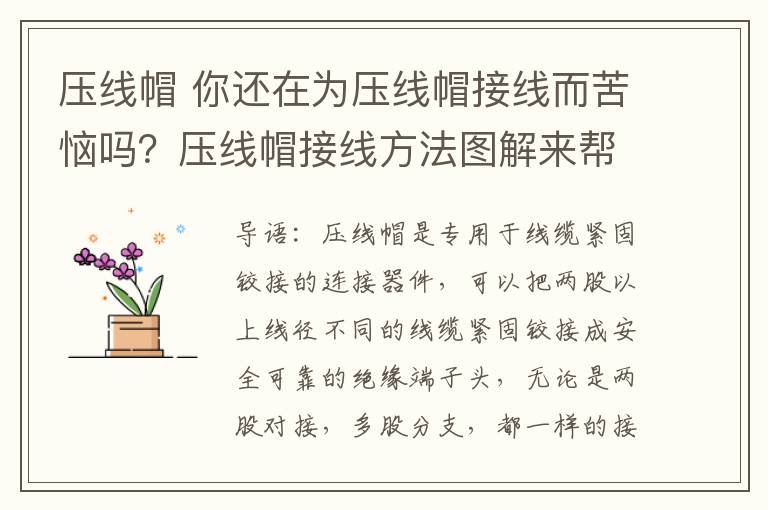 壓線帽 你還在為壓線帽接線而苦惱嗎？壓線帽接線方法圖解來(lái)幫助你