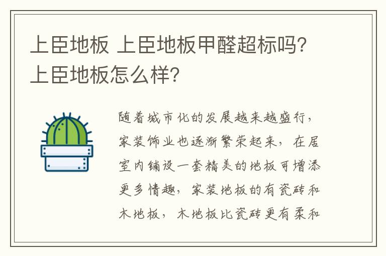 上臣地板 上臣地板甲醛超標(biāo)嗎？上臣地板怎么樣？