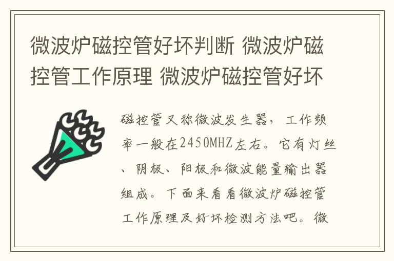 微波爐磁控管好壞判斷 微波爐磁控管工作原理 微波爐磁控管好壞檢測方法