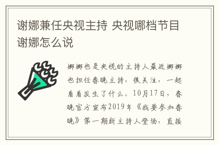 謝娜兼任央視主持 央視哪檔節(jié)目謝娜怎么說(shuō)