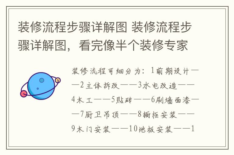 裝修流程步驟詳解圖 裝修流程步驟詳解圖，看完像半個裝修專家!